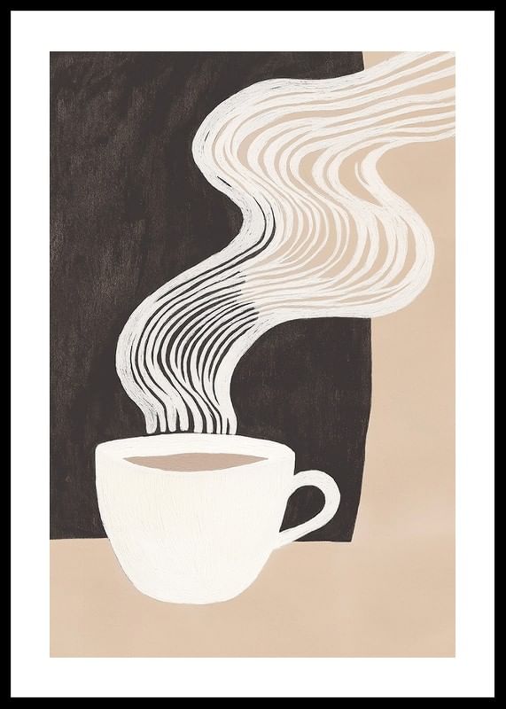 O ceașcă de cafea stilizată cu abur creează o senzație de căldură și calm-12