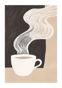 O ceașcă de cafea stilizată cu abur creează o senzație de căldură și calm-1
