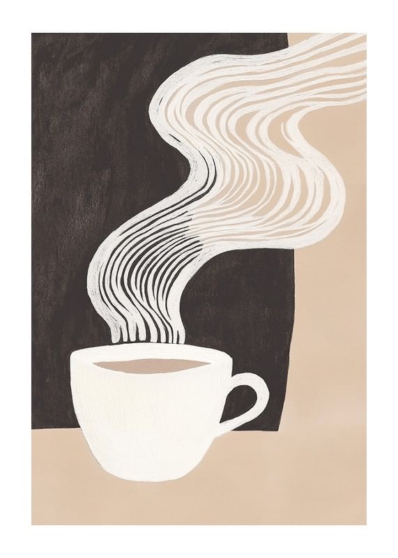O ceașcă de cafea stilizată cu abur creează o senzație de căldură și calm-12