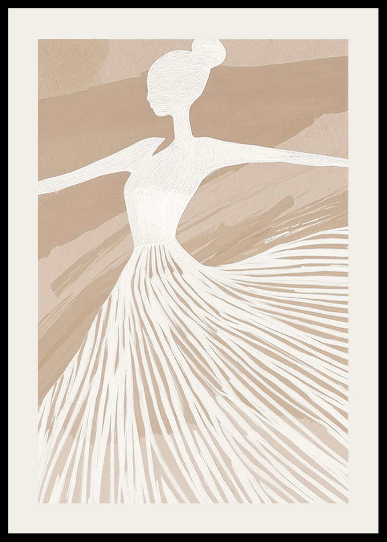 Elegant balettdansare i mjuka, jordnära toner skapar känsla av graciös rörelse-12