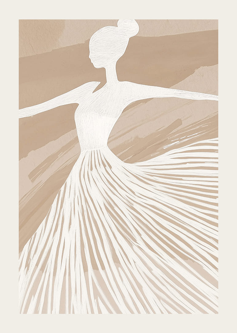 Elegant balettdansare i mjuka, jordnära toner skapar känsla av graciös rörelse-12