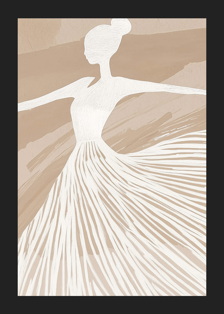 Elegant balettdansare i mjuka, jordnära toner skapar känsla av graciös rörelse-12