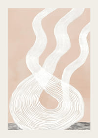 Élégance abstraite avec de larges lignes blanches sur un fond beige doux-3