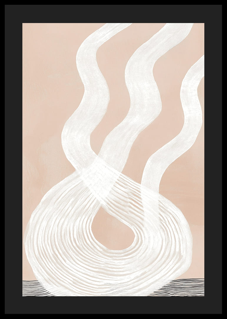 Élégance abstraite avec de larges lignes blanches sur un fond beige doux-12