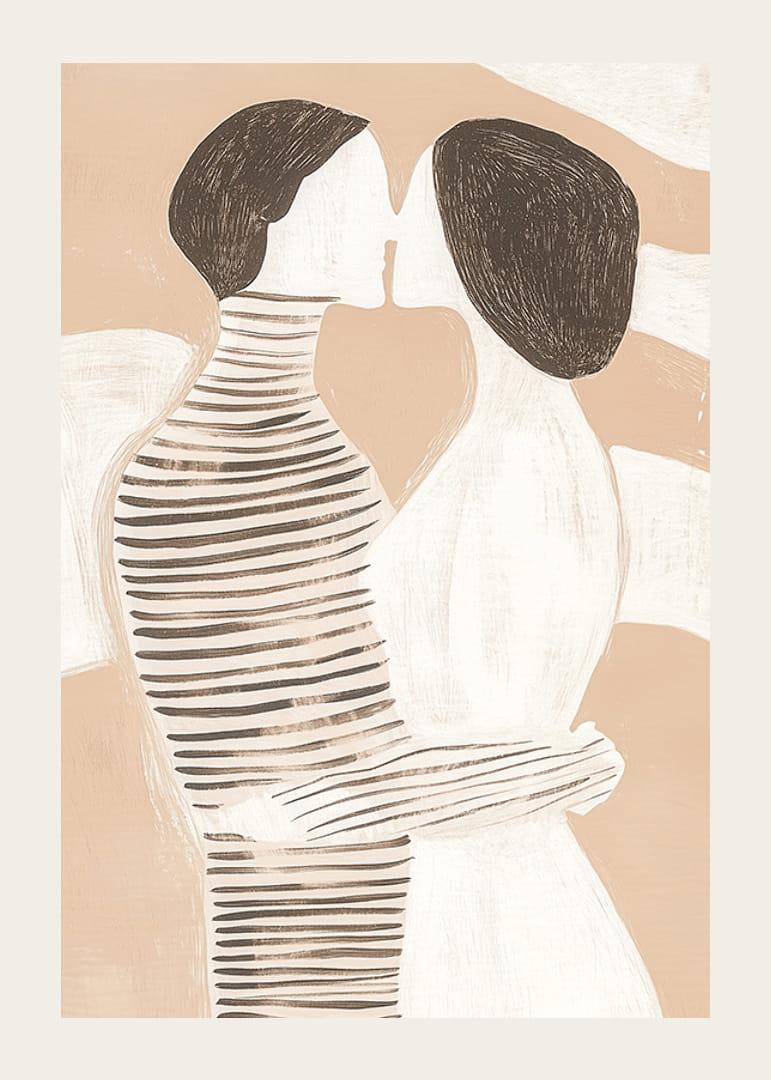 Abstract and stylish embrace in soft, earthy tones that exude intimacy-12