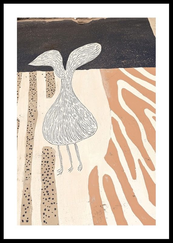 Abstracte lijnen ontmoeten aardse tinten in een speelse harmonie-12