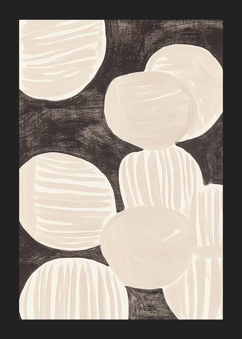 Abstract shapes float harmoniously over a dark background-12