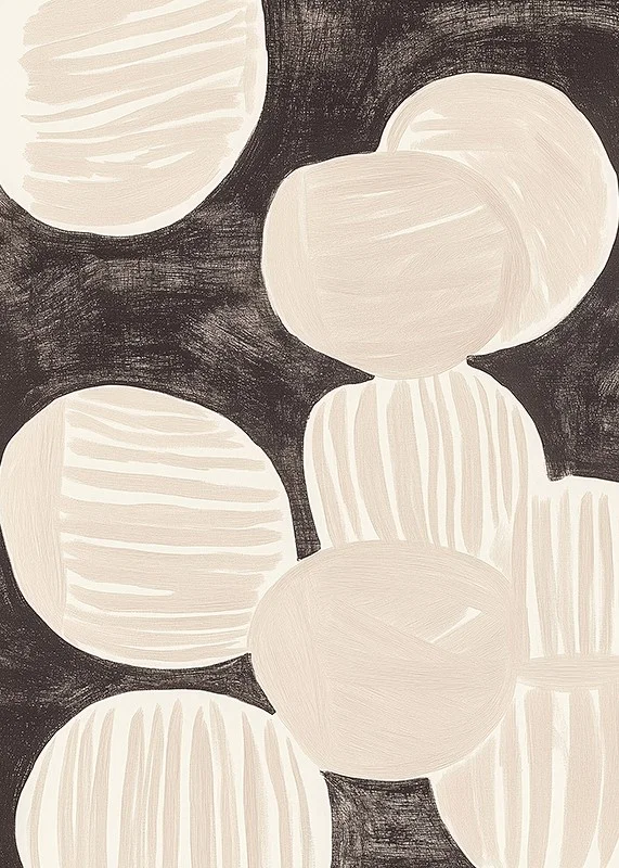 Abstract shapes float harmoniously over a dark background-12