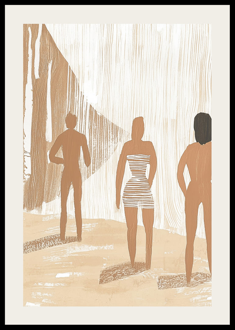 Três figuras em tons de terra harmoniosos criam uma atmosfera calma e sonhadora-12