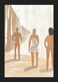 Three figures in harmonious earth tones create a calm and dreamy atmosphere-5
