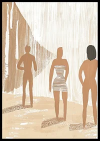 Three figures in harmonious earth tones create a calm and dreamy atmosphere-6