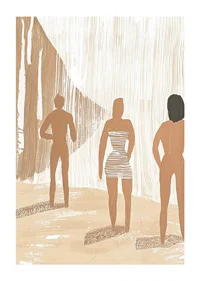 Three figures in harmonious earth tones create a calm and dreamy atmosphere-1