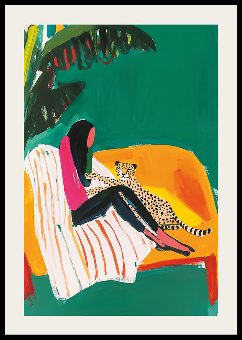 Spalvinga ir rami akimirka su gepardu atogrąžų kambaryje-12