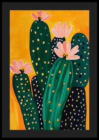 Colorful cactus blossom against a warm orange background spreads joy-4