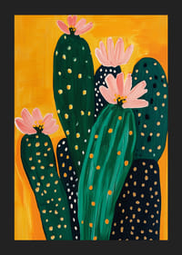Colorful cactus blossom against a warm orange background spreads joy-5