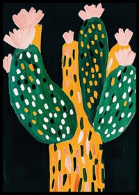 Lively and playful cactus with flowers on a dark background-6