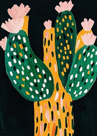 Lively and playful cactus with flowers on a dark background-7
