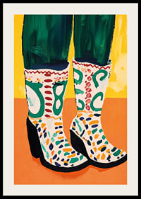 Colorful boots on a warm, vibrant background; an explosion of creativity-2