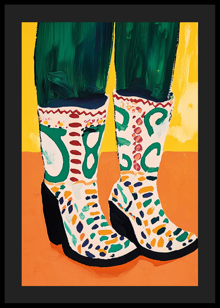 Colorful boots on a warm, vibrant background; an explosion of creativity-12