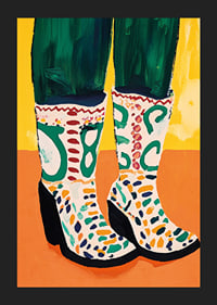 Colorful boots on a warm, vibrant background; an explosion of creativity-5