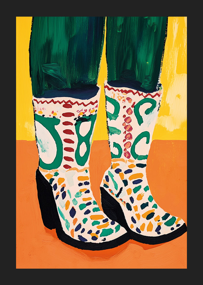 Colorful boots on a warm, vibrant background; an explosion of creativity-12