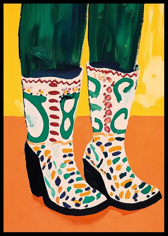 Colorful boots on a warm, vibrant background; an explosion of creativity-12
