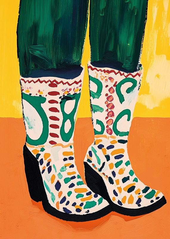 Colorful boots on a warm, vibrant background; an explosion of creativity-12