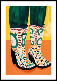 Colorful boots on a warm, vibrant background; an explosion of creativity-0