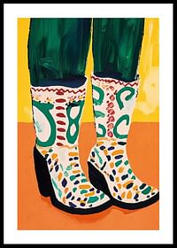 Colorful boots on a warm, vibrant background; an explosion of creativity-0