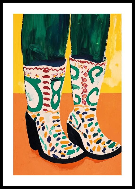 Colorful boots on a warm, vibrant background; an explosion of creativity-12