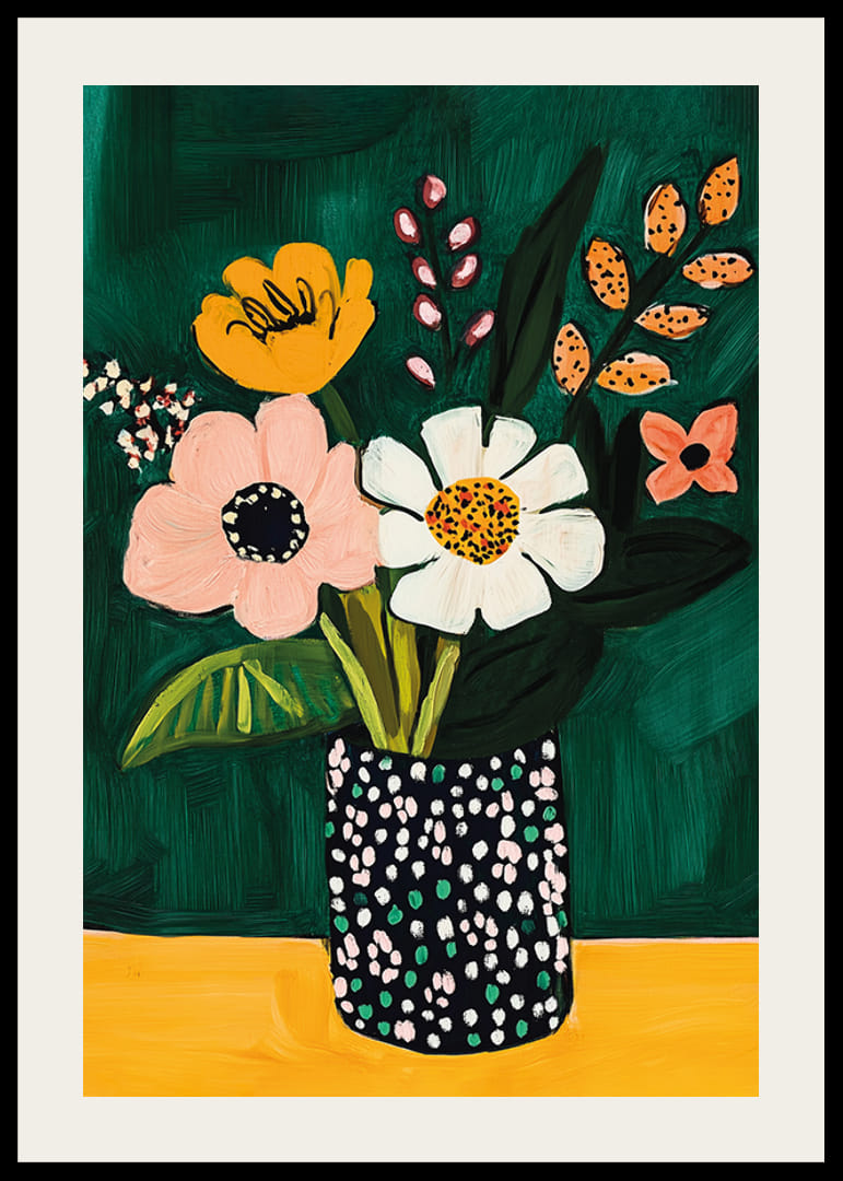 Verspielter Blumenstrauß in kräftigen Farben für eine fröhlichere Wand-12