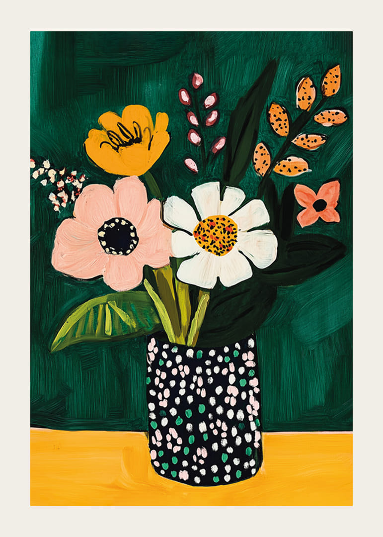 Verspielter Blumenstrauß in kräftigen Farben für eine fröhlichere Wand-12