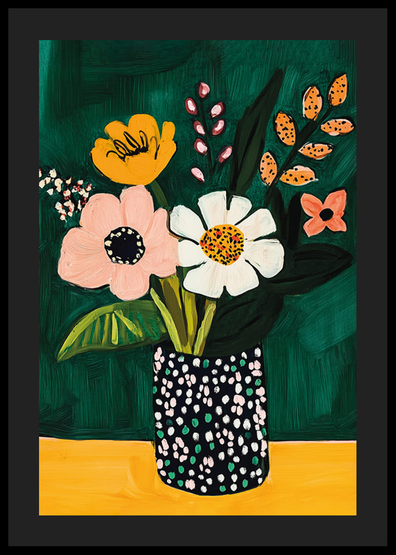 Verspielter Blumenstrauß in kräftigen Farben für eine fröhlichere Wand-12