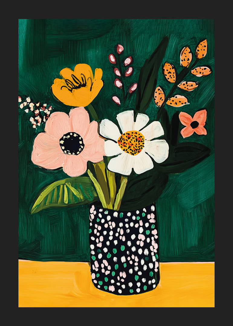 Verspielter Blumenstrauß in kräftigen Farben für eine fröhlichere Wand-12