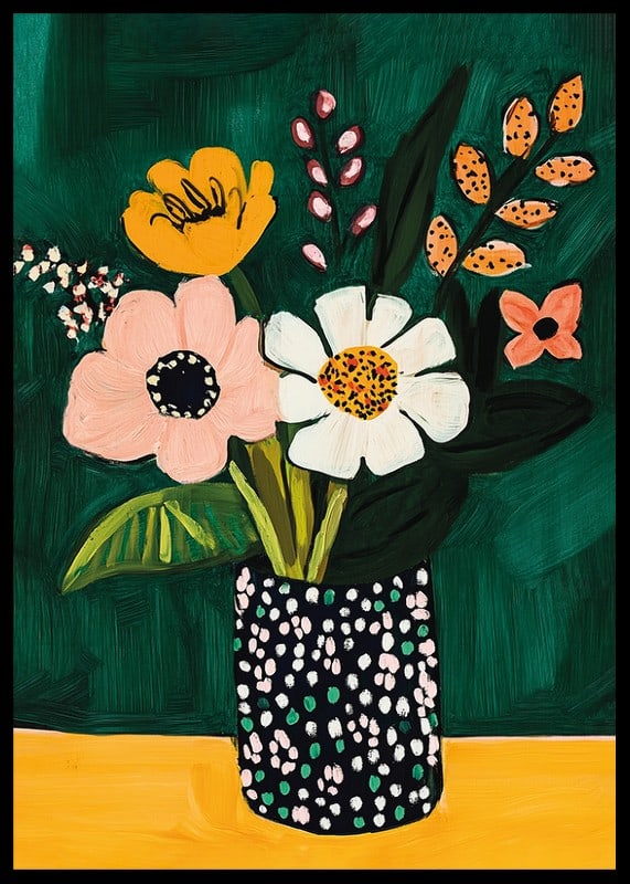 Playful flower bouquet in vibrant colors for a happier wall-12