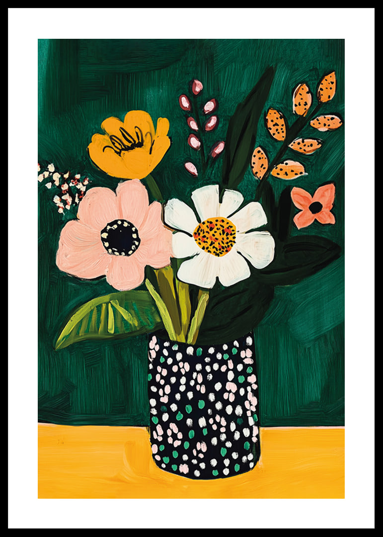 Playful flower bouquet in vibrant colors for a happier wall-12