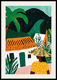 Colorful charm and tropical warmth in a vibrant landscape painting-2