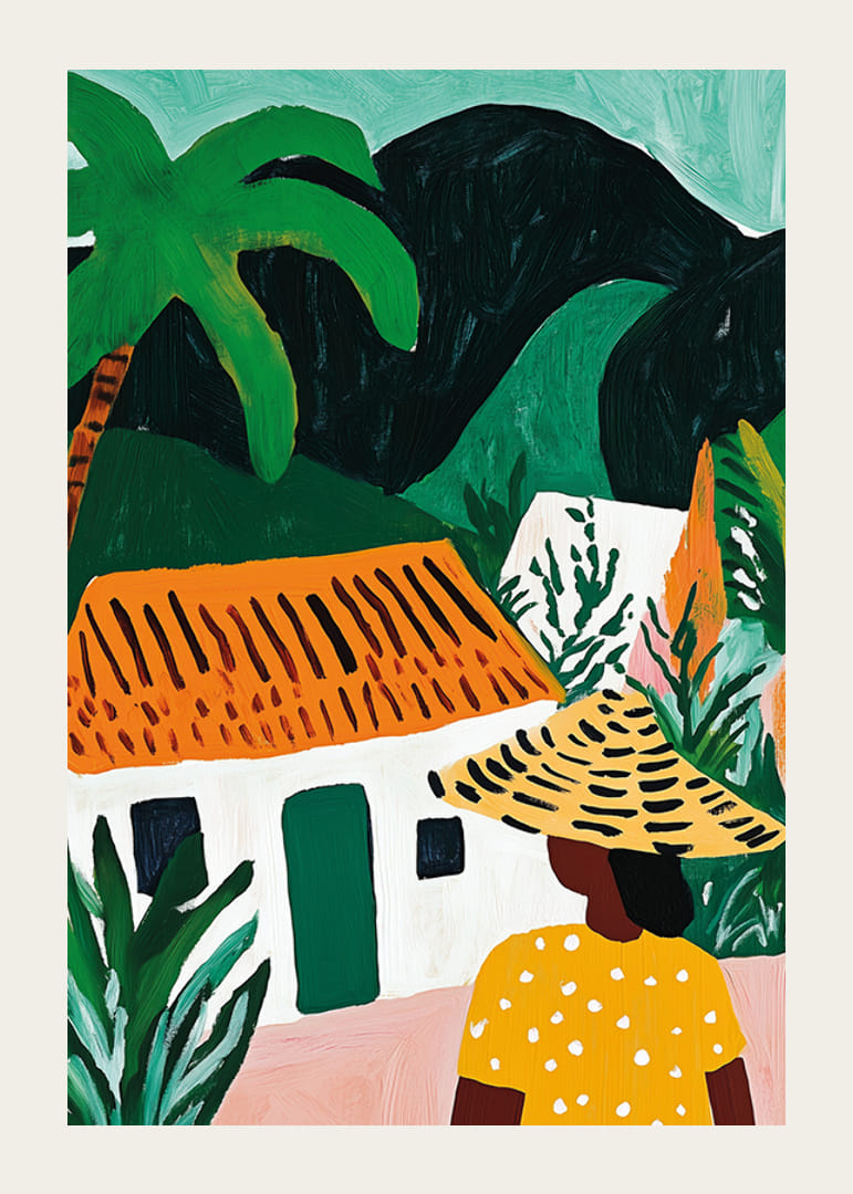 Fargerik sjarm og tropisk varme i et levende landskapsmaleri-12