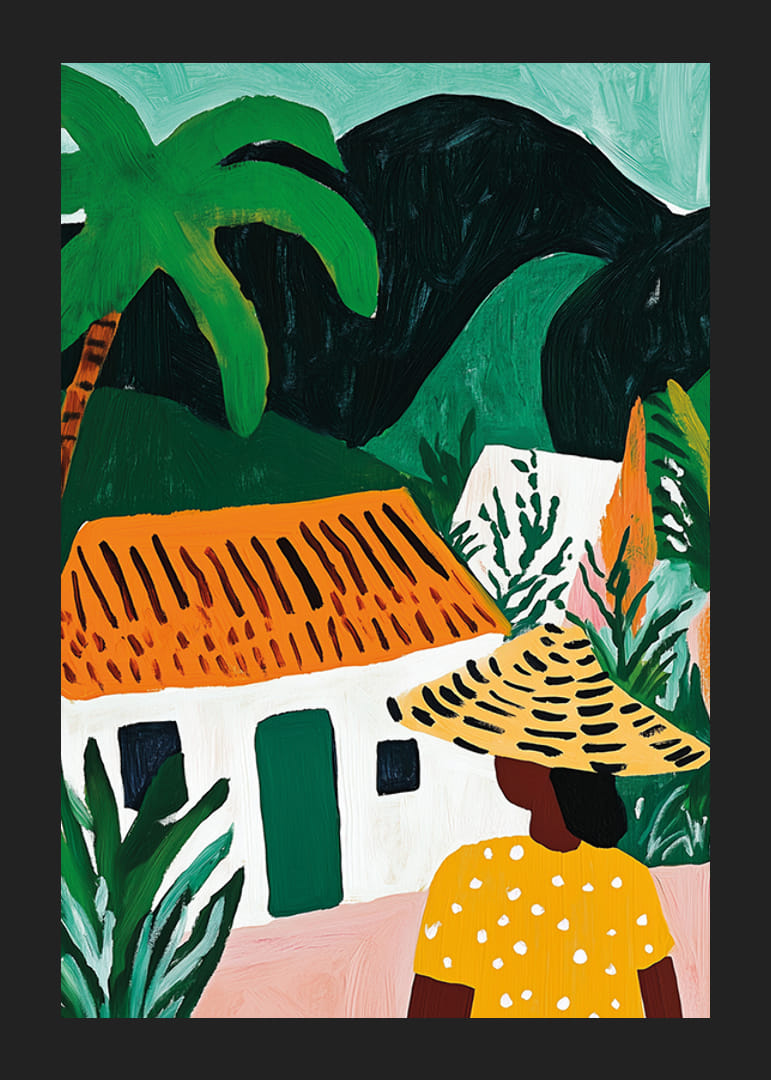 Fargerik sjarm og tropisk varme i et levende landskapsmaleri-12