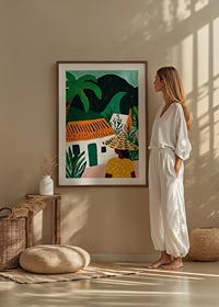 Colorful charm and tropical warmth in a vibrant landscape painting-8