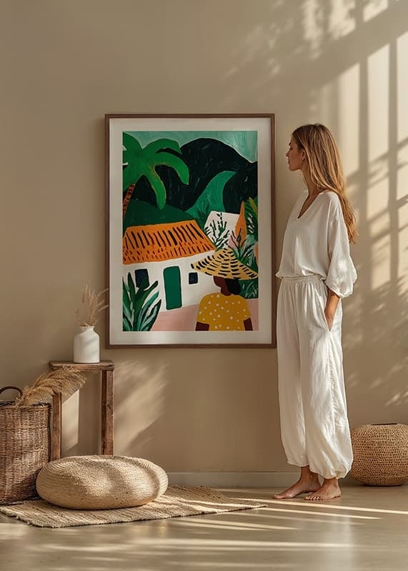 Colorful charm and tropical warmth in a vibrant landscape painting-12