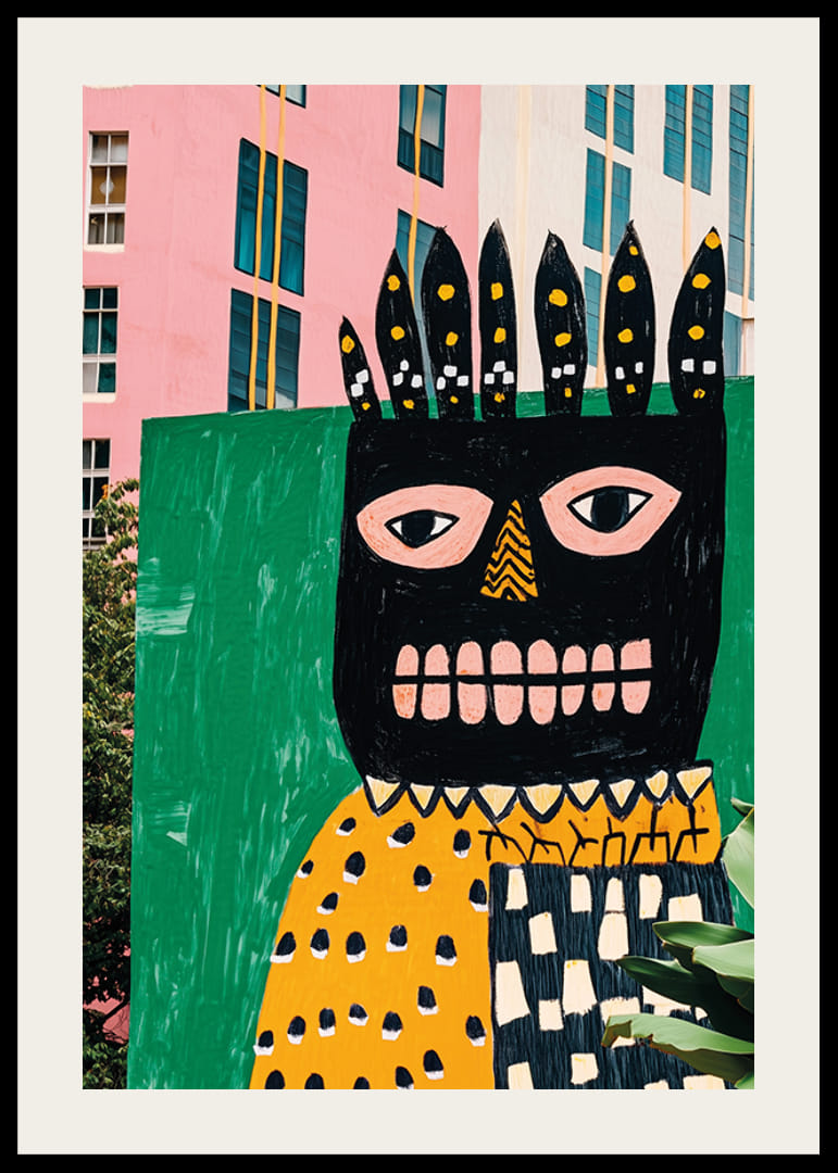 Levendige straatkunst met felle kleuren en expressieve vormen in een stedelijke omgeving-12