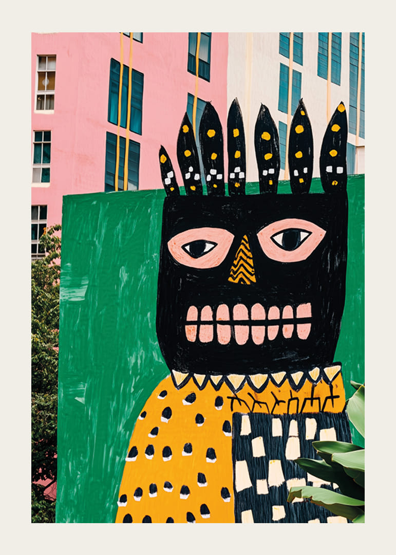 Levendige straatkunst met felle kleuren en expressieve vormen in een stedelijke omgeving-12