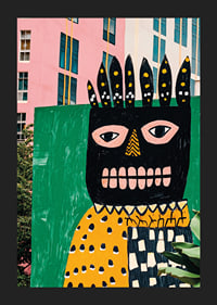 Vibrant street art with bold colors and expressive shapes in an urban environment-5