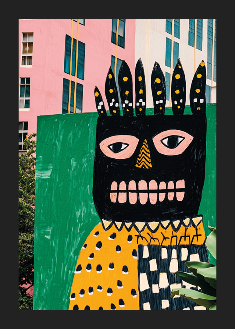 Vibrant street art with bold colors and expressive shapes in an urban environment-12
