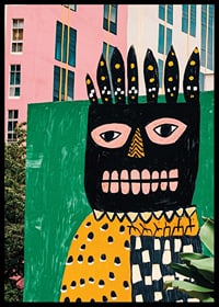 Vibrant street art with bold colors and expressive shapes in an urban environment-6