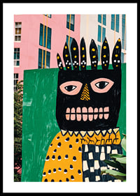 Vibrant street art with bold colors and expressive shapes in an urban environment-0