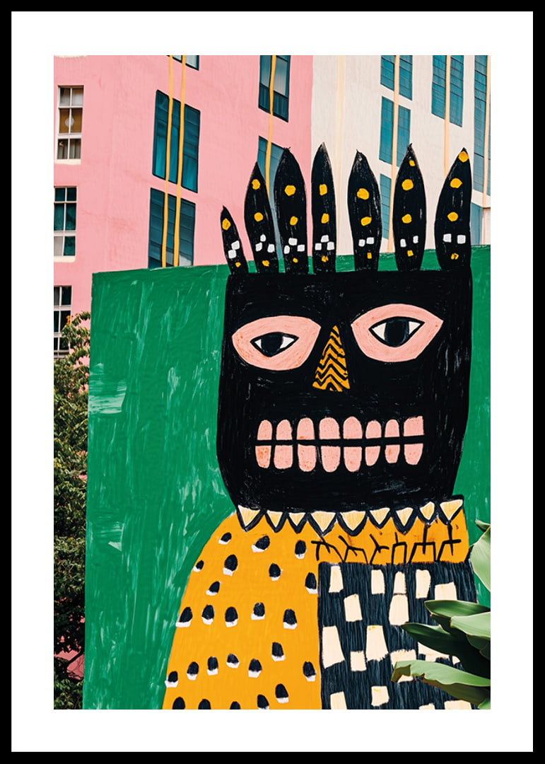 Vibrant street art with bold colors and expressive shapes in an urban environment-12