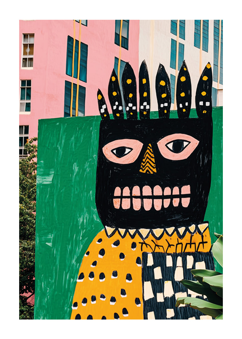 Vibrant street art with bold colors and expressive shapes in an urban environment-12