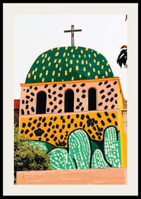 Färgsprakande kyrka för tankarna till en livlig mexikansk by-2